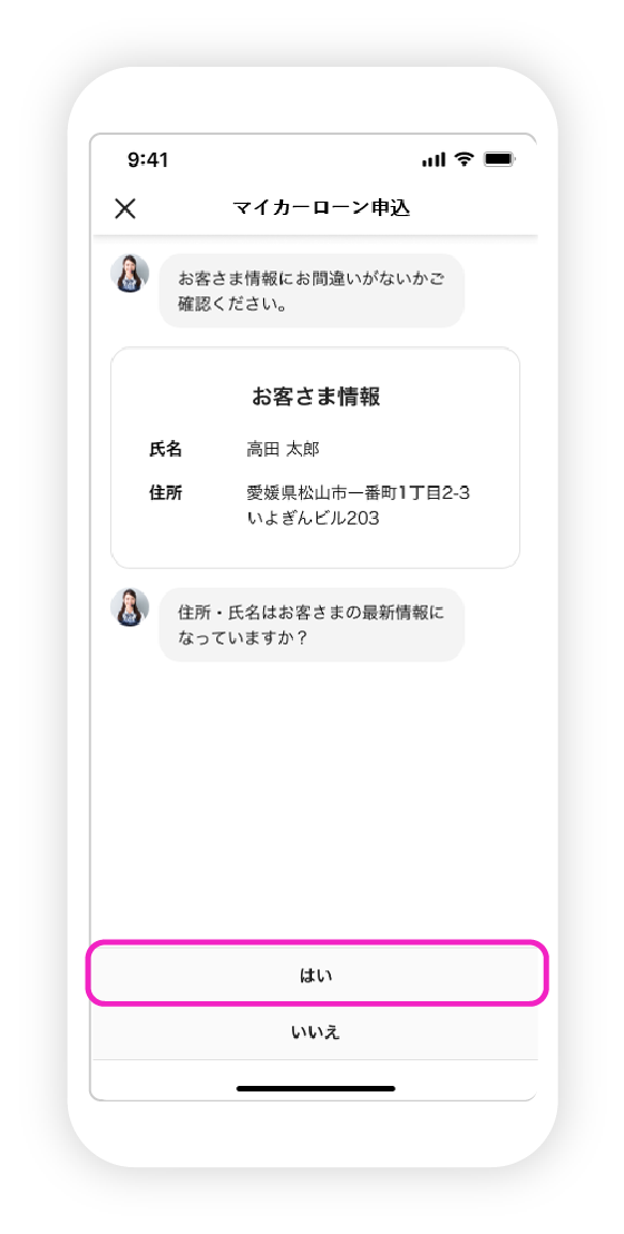 マイカーローン申込の図