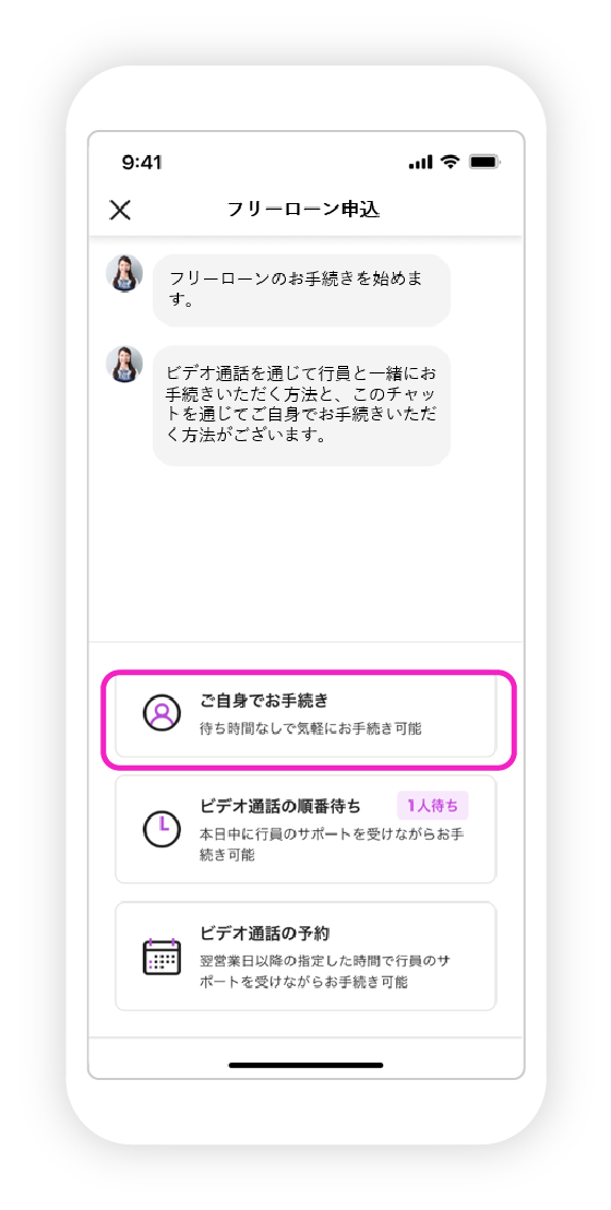 フリーローン申込の図