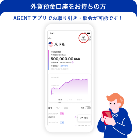 AGENTアプリでお取り引き・照会が可能です！