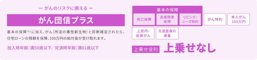 がんのリスクに備える がん団信プラス 上乗せなし
