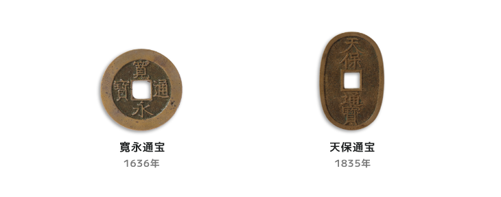 寛永通宝1636年 天保通宝1835年
